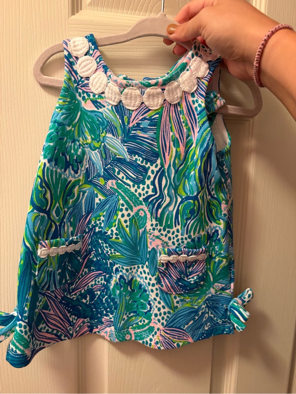 Lilly Pulitzer Blue & Green Tropical Tank Dress with Pink Accents